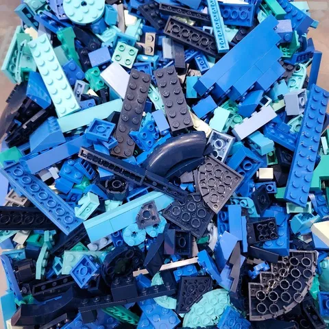 Bulk Lego:  Blue Shade Mix - Sorted 15oz Bricks, Flats, Studs, Angles, Baseplate