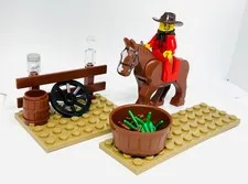 Lego Cowboy & Horse Minifigure - “Target Practice” Scene - Western Frontier