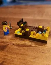 LEGO Pirate Minifigure w/ Treasure Chest & Island Base, Hat, Cutlass