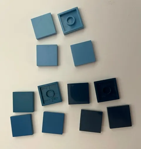 LEGO 2x2 Light Mid Dark BLUE FLAT TILES (12 pieces) #3068 Building Blocks Parts