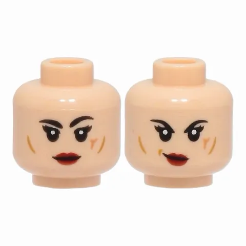 LEGO Minifigure, Head Dual Sided Female, Black Eyebrows, Red Lips
