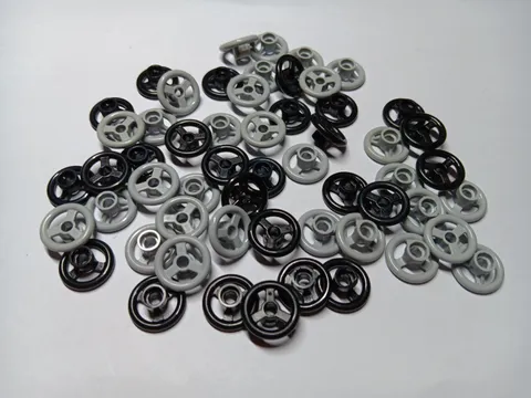 LEGO LOT 54 BLACK & LIGHT BLUISH GRAY TECHNIC STEERING WHEELS SMALL 2 STUD DIAM