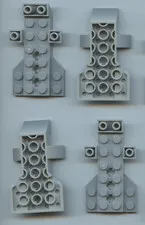 LEGO x 4 Gray Vehicle, Base 4 x 7 x 1 Triple Inverted Slope with Wedge Plate