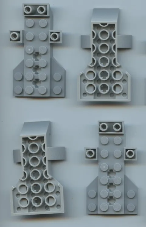 LEGO x 4 Gray Vehicle, Base 4 x 7 x 1 Triple Inverted Slope with Wedge Plate