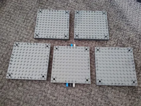 Lego Brick 12x12 with Pin and Axle Holes Part 52040 Lot of 5 Dark Gray