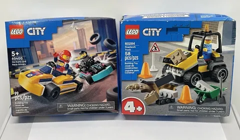 Lego City Go-Karts And Race Drivers 60400 & Roadwork Truck 60284 Lot x2 SEALED