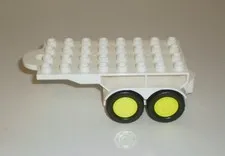 Lego DUPLO Semi Truck White 4x8 Flatbed Trailer w/Neon Yellow Wheels Piece Only