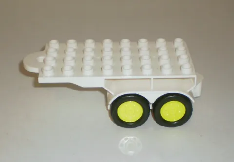 Lego DUPLO Semi Truck White 4x8 Flatbed Trailer w/Neon Yellow Wheels Piece Only