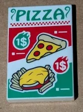 Lego Pizza Costume Guy 2x3 White Tile Pizza Menu Sign Ad Pattern Part 26603pb047