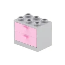 1x LEGO Wardrobe Housing 2x3x2 Gray Drawer Light Pink Container 4536 4532b