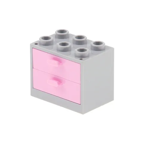 1x LEGO Wardrobe Housing 2x3x2 Gray Drawer Light Pink Container 4536 4532b