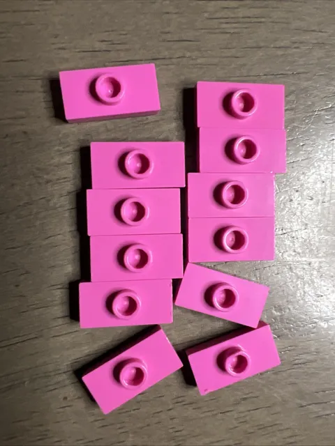 LEGO 15573 Dark Pink Plate Modified 1x2 Stud Groove Bottom Stud Hold Jumper 12pc
