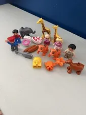 Lot of 18 Assorted LEGO DUPLO Zoo Animals People Food Elephant Tiger Figures EUC