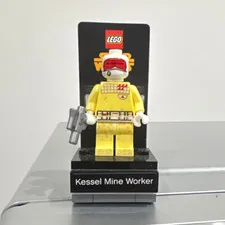 LEGO Star Wars Kessel Mine Worker Minifigure w/ Blaster + Display Stand