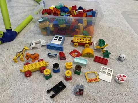 Mixed LEGO DUPLO Lot: Animals, Figures, Blocks As Shown, 3.75 Pounds
