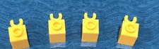 LEGO PART 60475b 1x1 MODIFIED BRICK WITH VERTICAL OPEN O-CLIP 4 PIECES (YELLOW)