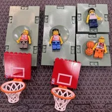 LEGO 3431 NBA Basketball Streetball Minifigs x4 Hoops Backboards x2 Plates x4