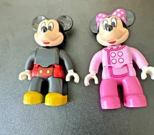 Lego Duplo Figure  Mickey Mouse and Minnie Mouse with pink blouse Lot of 2