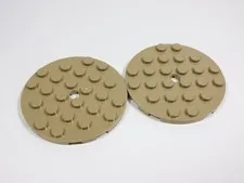 LEGO 2 Dark Tan 6x6 Round Plates O1