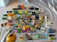 Large Lot of Printed And Sticker Lego Brand Pieces Tiles Windows Door Base Plate