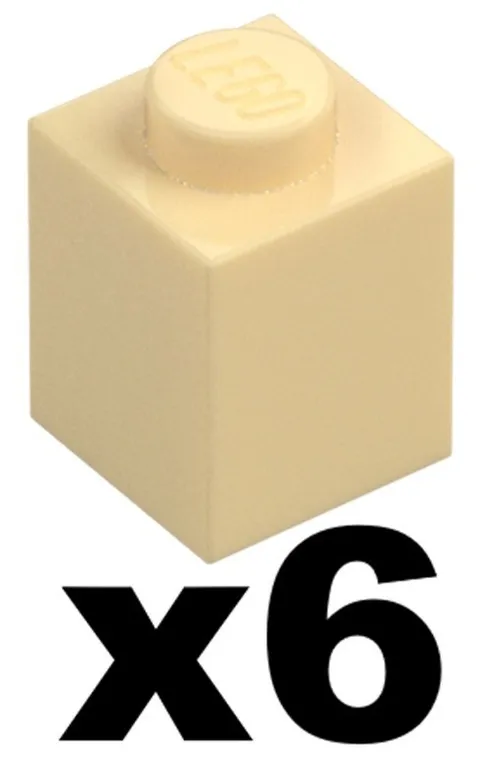 Lego New Mosaic Part 3005 - Qty 6 - BRICK Tan 1 x 1 Stud Pieces TN04
