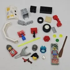 1990s LEGO Specialty Pieces Minifig Jungle Ruins Brick Shark Oar Hinges Decals