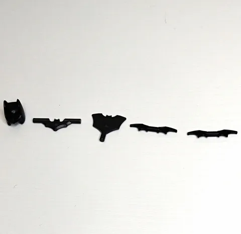 LEGO Batman Black Minifigure Accessories Lot w/ Cowl & Bat Gear Parts, 5pc