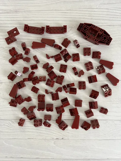 LEGO LOT DARK RED 80 PCS 2X2 1X2 INVERTED BRICK BRACKET VARIETY BUILDING PIECES