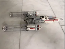 LEGO Star Wars Y-Wing Starfighter Ship Build, White/Gray with Red Accents