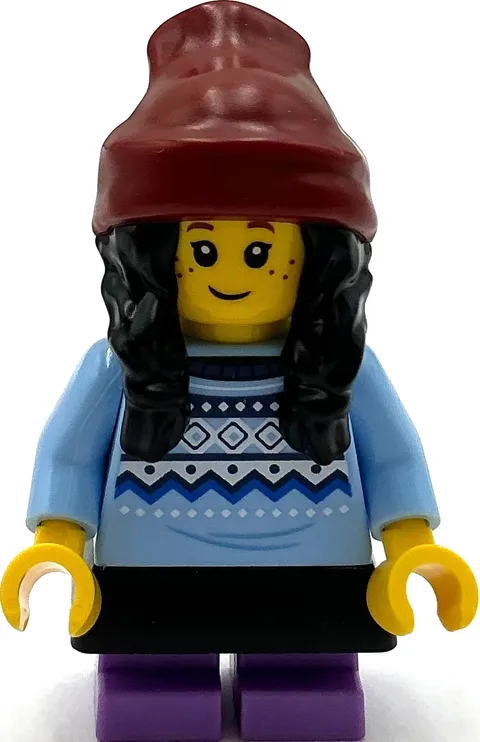 Lego New Minifigure Child - Girl Bright Light Blue Knit Fair Isle Sweater Part