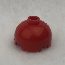 LEGO 553c Red Brick, Round 2 x 2 Dome Top W/ Bottom Axle Holder (x1)