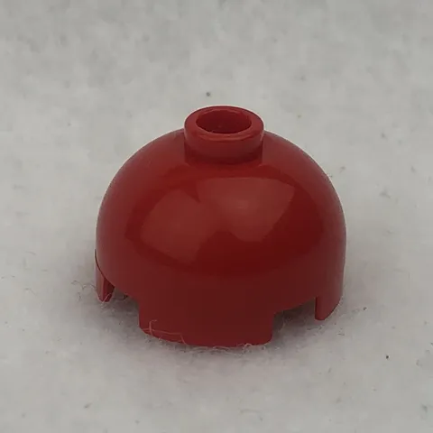 LEGO 553c Red Brick, Round 2 x 2 Dome Top W/ Bottom Axle Holder (x1)