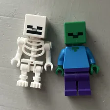 LEGO Minecraft Minifigures Lot: Zombie & Skeleton, Plastic, Age 8+