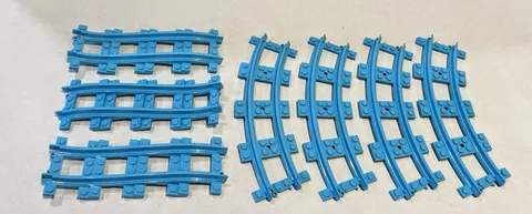 LEGO Narrow Azure Roller Coaster Train Tracks 4 Curve 85976 & 3 Ramp 25086