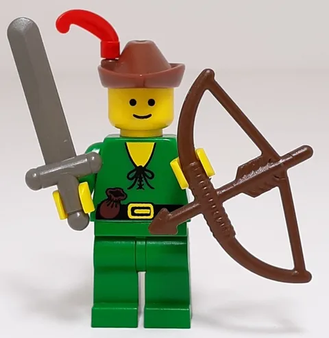 Lego Vintage 1990 Castle Forestman Minifigure W Sword Crossbow Hat And Feather