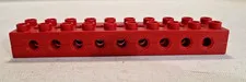 Vintage 1990s LEGO Duplo Technic Brick 2x10 with 9 Holes Red 6515c01 READ