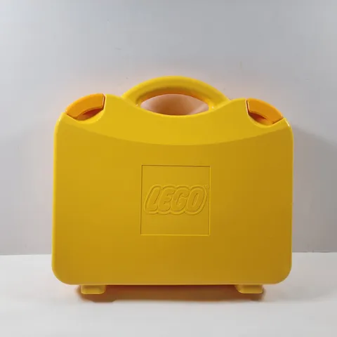 LEGO Travel Plastic Storage Carrying Case Tote Yellow w/ Yellow Clips Container