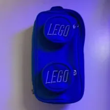 LEGO Blue Fabric Carrying Case, 2 Compartments, Brick Design, Handle, Zipper