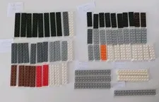 LEGO Plate Lot: 2x6, 2x8, 2x10, 2x12, 2x14, 2x16. Assorted Colors, 66 pieces