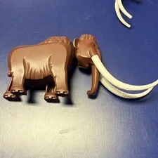 LEGO Brown Mammoth Elephant Animal Figure w/ White Tusks - 2 Pieces