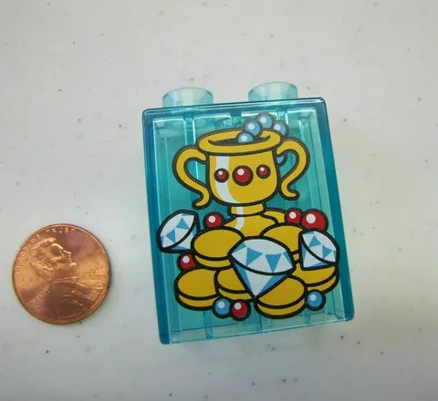 Lego Duplo BLUE TRANSLUCENT JEWELS TREASURE GOLD DIAMONDS BLOCK Specialty Piece 