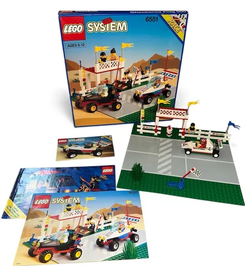 Vintage 1992 Lego System Race set #6551 Checkered Flag 500 Racetrack Read