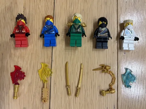 LEGO Ninjago Lot of 5 Rebooted Techno Minifigs, Kai, Jay, Lloyd, Cole, Zane