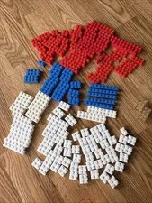 Vintage LEGO 150 Pieces Various Bricks Mostly Pat Pend Red White Blue 1958-1962
