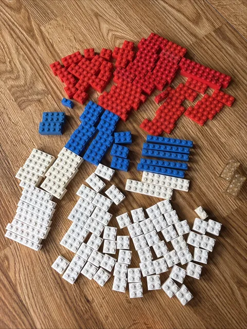 Vintage LEGO 150 Pieces Various Bricks Mostly Pat Pend Red White Blue 1958-1962