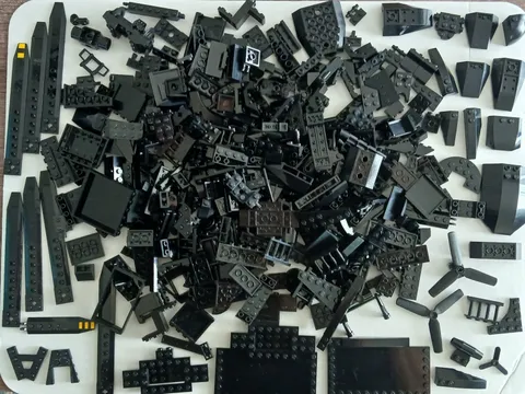 LEGO Lot of 350 BLACK Specialty Pieces, Hinged Angled Side Extensions, Car Parts