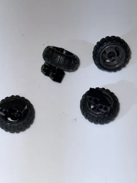 Lego Technic Wheels + Tires + Axles Car Truck Medium Size 56145 61481 (Lot of 4)
