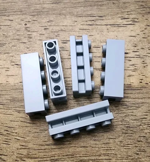 LEGO Light Bluish Gray Brick, Modified 1 x 4 with Channel. QTY 5. Part No. 2653
