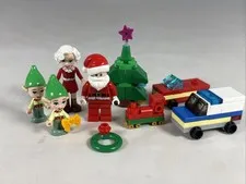 Lego Christmas Minifigure Santa Mrs Claus & Elves Lot of 8 Figures & Accessories