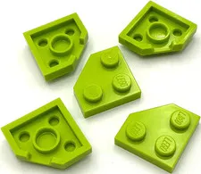 Lego 5 New Lime Wedge Plates 2 x 2 Cut Corner Parts